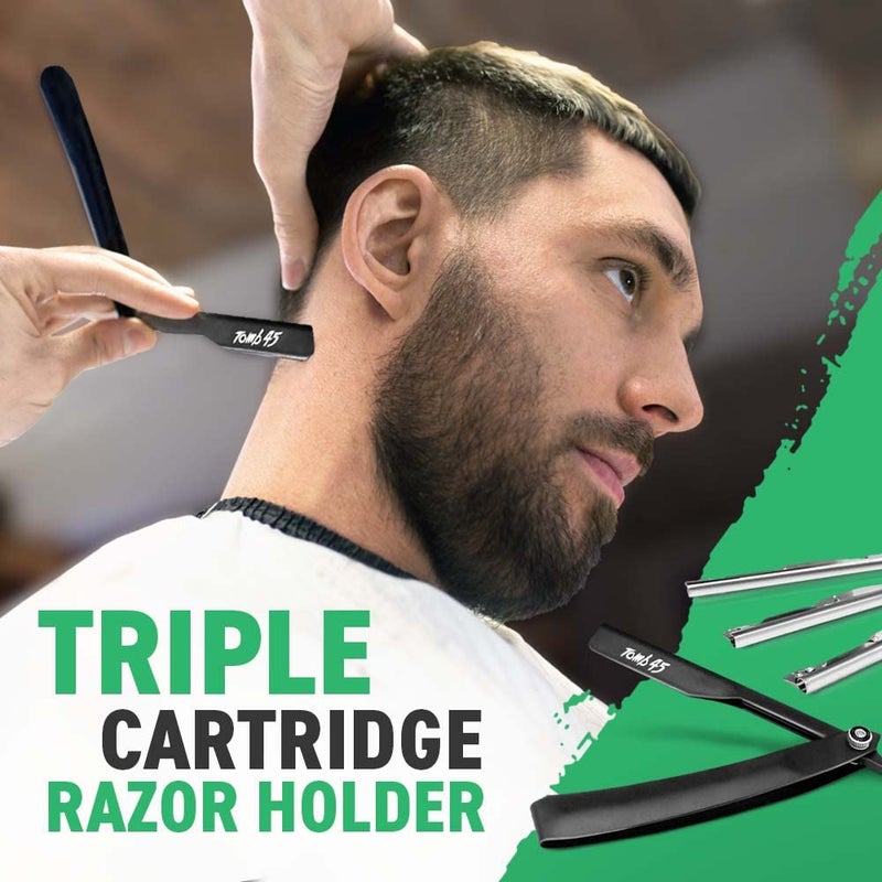 Tomb 45 Tomb45 Triple Cartridge Razor Holder | Disposable Razor Safety Handle For Barbers | 100% Metal Grip & 3 Adjustable Blade Exposure Options For Shaving | Men's Straight Edge Razors Manual Shaver - Image 2